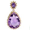 Image 2 : HUGE 65 CARATS PEAR CUT 28X21 mm AMETHYST AND SAPPHIRE IN 2-TONE 14K WHITE AND YELLOW PLATED GOLD OV