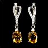 Image 1 : 8X6 mm OVAL CITRINE EARRINGS IN 14K WHITE PLATED GOLD OVER 925 STERLING SILVER - APPRAISED REPLACEME