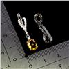 Image 3 : 8X6 mm OVAL CITRINE EARRINGS IN 14K WHITE PLATED GOLD OVER 925 STERLING SILVER - APPRAISED REPLACEME
