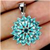 Image 2 : PARAIBA BLUE TOPAZ PENDANT IN 14K WHITE PLATED GOLD OVER 925 STERLING SILVER - APPRAISED REPLACEMENT