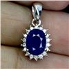 Image 2 : OVAL BLUE SAPPHIRE PENDANT IN 14K WHITE PLATED GOLD OVER 925 STERLING SILVER - APPRAISED REPLACEMENT