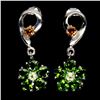 Image 1 : CHROME DIOPSIDE AND PERIDOT EARRINGS IN 14K YELLOW PLATED GOLD OVER 925 STERLING SILVER - APPRAISED 