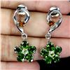 Image 2 : CHROME DIOPSIDE AND PERIDOT EARRINGS IN 14K YELLOW PLATED GOLD OVER 925 STERLING SILVER - APPRAISED 