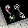 Image 3 : CHROME DIOPSIDE AND PERIDOT EARRINGS IN 14K YELLOW PLATED GOLD OVER 925 STERLING SILVER - APPRAISED 