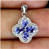 Image 2 : PEAR CUT 4X3 TANZANITE PENDANT IN 14K WHITE PLATED GOLD OVER 925 STERLING SILVER - APPRAISED REPLACE