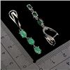 Image 3 : UNIQUE HIGH VALUE EMERALD EARRINGS IN 14K WHITE PLATED GOLD OVER 925 STERLING SILVER - 6.7 INCHES - 