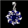 Image 1 : BLUE SAPPHIRE PENDANT IN 14K WHITE PLATED GOLD OVER 925 STERLING SILVER - APPRAISED REPLACEMENT VALU