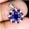 Image 2 : BLUE SAPPHIRE PENDANT IN 14K WHITE PLATED GOLD OVER 925 STERLING SILVER - APPRAISED REPLACEMENT VALU