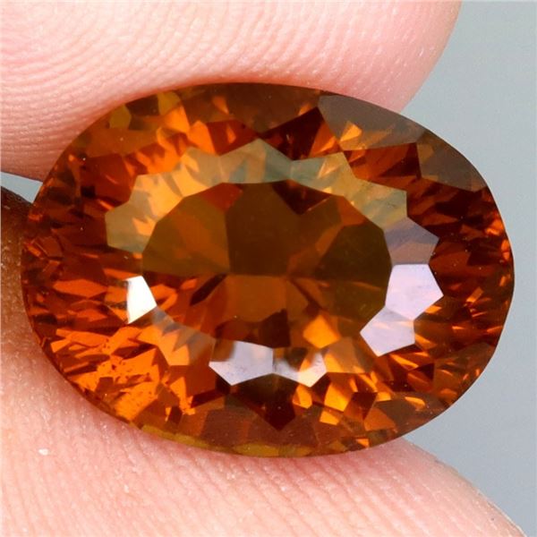 BEAUTIFUL 7.96 CARATS BRAZILIAN OVAL CONCAVE CUT UNHEATED RARE COLOR ORANGEI-YELLOW CITRINE 14X11 mm