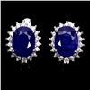 Image 1 : BIG 8X6 mm BLUE SAPPHIRE EARRINGS IN 14K WHITE PLATED GOLD OVER 925 STERLING SILVER - APPRAISED REPL