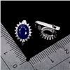 Image 3 : BIG 8X6 mm BLUE SAPPHIRE EARRINGS IN 14K WHITE PLATED GOLD OVER 925 STERLING SILVER - APPRAISED REPL
