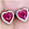 Image 2 : LOVELY HEART SHAPPED RUBY EARRINGS IN 14K WHITE PLATED GOLD OVER 925 STERLING SILVER - APPRAISED REP