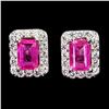 Image 1 : OCTAGON CUT 6X4 mm PINK TOPAZ EARRINGS IN 14K WHITE PLATED GOLD OVER 925 STERLING SILVER - APPRAISED