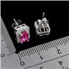 Image 3 : OCTAGON CUT 6X4 mm PINK TOPAZ EARRINGS IN 14K WHITE PLATED GOLD OVER 925 STERLING SILVER - APPRAISED