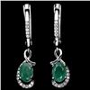 Image 1 : GOOD CLARITY 7X5 mm OVAL CU EMERALD EARRINGS IN 14K WHITE PLATED GOLD OVER 925 STERLING SILVER - APP