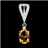 Image 1 : OVAL CITRINE 8X6 mm PENDANT IN 14K WHITE PLATED GOLD OVER 925 STERLING SILVER - APPRAISED REPLACEMEN