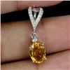 Image 2 : OVAL CITRINE 8X6 mm PENDANT IN 14K WHITE PLATED GOLD OVER 925 STERLING SILVER - APPRAISED REPLACEMEN