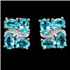 Image 1 : OVAL CUT PARAIBA BLUE TOPAZ EARRINGS IN 14K WHITE PLATED GOLD OVER 925 STERLING SILVER - APPRAISED R