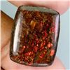 Image 1 : VALUABLE ANTIQUE CUT 26.72 CARATS CABOCHON NATURAL REDDISH AND RAINBOW LUSTER AMMOLITE - ALBERTA CAN