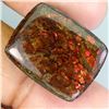 Image 3 : VALUABLE ANTIQUE CUT 26.72 CARATS CABOCHON NATURAL REDDISH AND RAINBOW LUSTER AMMOLITE - ALBERTA CAN