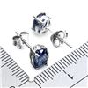 Image 3 : 8X6 mm BLUE SAPPHIRE EARRINGS IN 14K WHITE PLATED GOLD OVER 925 STERLING SILVER - APPRAISED REPLACEM