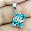 Image 2 : PARAIBA BLUE TOPAZ PENDANT IN 14K YELLOW PLATED GOLD OVER 925 STERLING SILVER -APPRAISED REPLACEMENT
