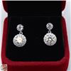 Image 1 : 2.00 CARATS GRA CERTIFIED ROUND BRILLIANT CUT EARRINGS, WITH 30 ROUND CUT CUBIC ZIRCONIA, SET IN 925
