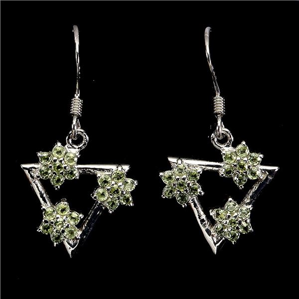 PERIDOT EARRINGS IN 14K WHITE PLATED GOLD OVER 925 STERLING SILVER