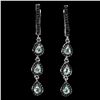 Image 2 : GORGEOUS PEAR CUT BLUE APATITE AND VALUABLE BLACK SPINEL EARRINGS IN 14K WHITE PLATED GOLD OVER 925 