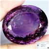 Image 1 : MONSTER 208.42 CARATS MUSEUM SIZE VERY RARE OVAL CUT DARK PURPLE URUGUAY AMETHYST 49X33 mm - APPRAIS