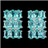 Image 1 : OVAL PARAIBA BLUE TOPAZ EARRINGS IN 14K WHITE PLATED GOLD OVER 925 STERLING SILVER - APPRAISED REPLA