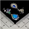 Image 3 : BEAUTIFUL PEAR CUT BLUE OPAL, EMERALD AND TANZANITE EARRINGS IN 14K WHITE PLATED GOLD OVER 925 STERL