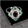 Image 3 : BIG 8X6 mm RHODOLITE GARNET AND EMERALD IN 14K WHITE PLATED GOLD OVER 925 STERLING SILVER - APPRAISE