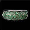Image 1 : EMERALD RING IN 14K WHITE PLATED GOLD OVER 925 STERLING SILVER - SIZE 7.5 APPRAISED REPLACEMENT VALU