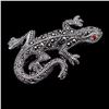 Image 1 : ROUND CUT MARCASITE AND CZ LIZARD SHAPPED BROOCH IN 925 STERLING SILVER