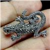 Image 2 : ROUND CUT MARCASITE AND CZ LIZARD SHAPPED BROOCH IN 925 STERLING SILVER