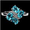 Image 1 : OVAL CUT PARAIBA BLUE TOPAZ RING IN 14K WHITE PLATED GOLD OVER 925 STERLING SILVER - APPRAISED REPLA