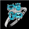 Image 2 : OVAL CUT PARAIBA BLUE TOPAZ RING IN 14K WHITE PLATED GOLD OVER 925 STERLING SILVER - APPRAISED REPLA