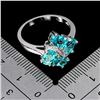 Image 3 : OVAL CUT PARAIBA BLUE TOPAZ RING IN 14K WHITE PLATED GOLD OVER 925 STERLING SILVER - APPRAISED REPLA
