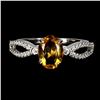 Image 1 : 8X6 mm OVAL CUR CITRINE RING IN 14K WHITE PLATED GOLD OVER 925 STERLING SILVER - SIZE 7 - APPRAISED 
