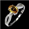 Image 2 : 8X6 mm OVAL CUR CITRINE RING IN 14K WHITE PLATED GOLD OVER 925 STERLING SILVER - SIZE 7 - APPRAISED 