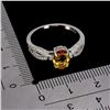 Image 3 : 8X6 mm OVAL CUR CITRINE RING IN 14K WHITE PLATED GOLD OVER 925 STERLING SILVER - SIZE 7 - APPRAISED 