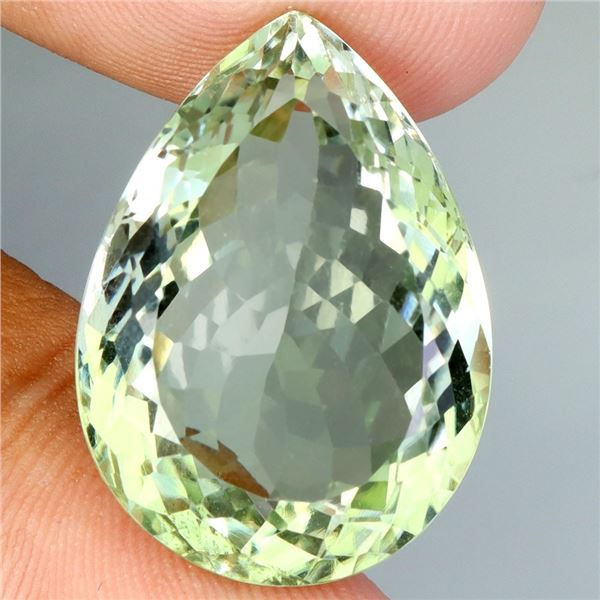EXTREME CLARITY BIG 24.28 CARATS PEAR CUT NATURAL TOP RICH GREEN AMETHYST (PRASIOLITE) FROM BRAZIL 2