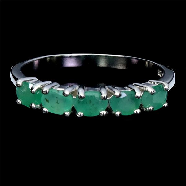 EMERALD RING IN 14K YELLOW PLATED GOLD OVER 925 STERLING SILVER -SIZE 8 - APPRAISED REPLACEMENT VALU