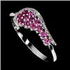 Image 1 : ROUND CUT RHODOLITE GARNET RING IN 14K WHITE PLATED GOLD OVER 925 STERLING SILVER - APPRAISED REPLAC