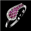 Image 2 : ROUND CUT RHODOLITE GARNET RING IN 14K WHITE PLATED GOLD OVER 925 STERLING SILVER - APPRAISED REPLAC