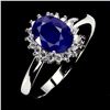 Image 2 : BIG 8X6 mm BLUE SAPPHIRE RING IN 14K WHITE PLATED GOLD OVER 925 STERLING SILVER - SIZE 8 - APPRAISED