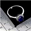 Image 3 : BIG 8X6 mm BLUE SAPPHIRE RING IN 14K WHITE PLATED GOLD OVER 925 STERLING SILVER - SIZE 8 - APPRAISED