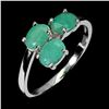 Image 2 : EMERALD RING IN 14K WHITE PLATED GOLD OVER 925 STERLING SILVER - SIZE 8 - APPRAISED REPLACEMENT VALU
