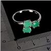 Image 3 : EMERALD RING IN 14K WHITE PLATED GOLD OVER 925 STERLING SILVER - SIZE 8 - APPRAISED REPLACEMENT VALU